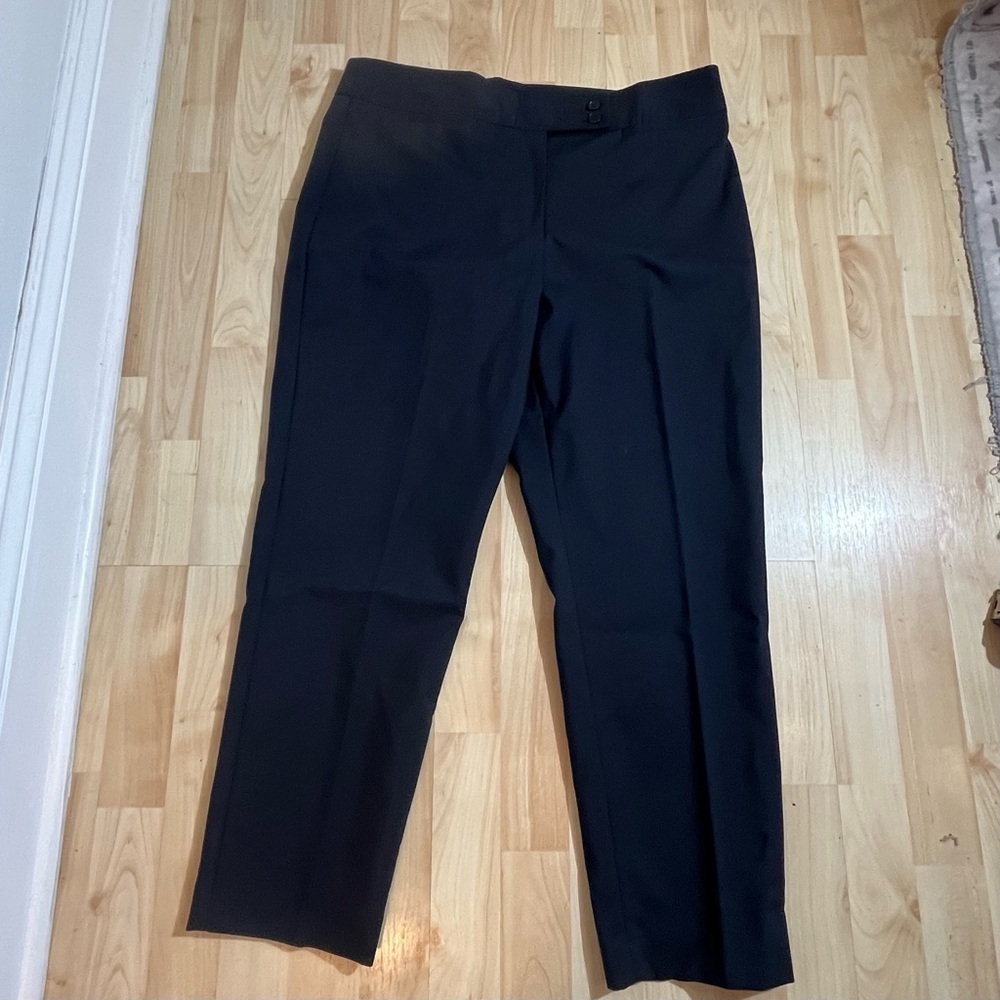 Talbots Womens Navy Heritage Button Front Pleated Cropped Pants Size 14P